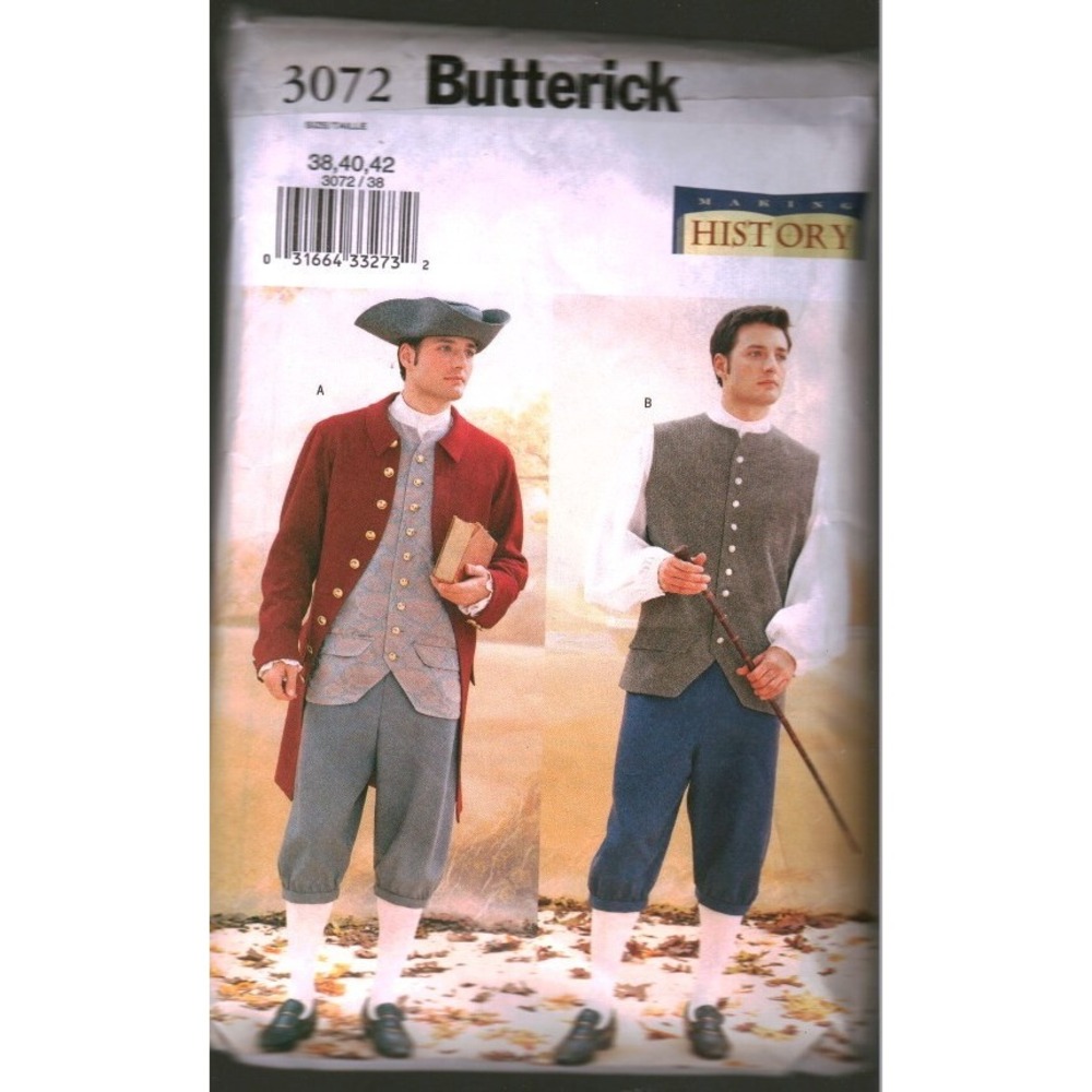 Butterick 3072 Mens Historical Costume Sewing Pattern Coat Vest Shirt Pants Hat